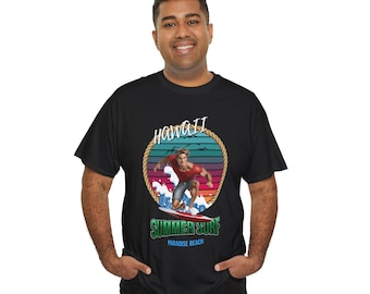 Hawaii Summer Surf Tee | Paradise Beach Surfing Retro Stripes. Summer Vibes Shirt, Beach tShirt, Hawaii T-shirt, Surfing T-shirt,.