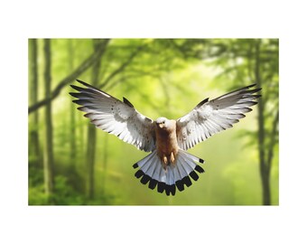 A Pigeon Bird Fly Towards Us On Canvas Wall Art. Amazing Bird Animal Trying To Perch For home Decor And Office. Ready To Hang.