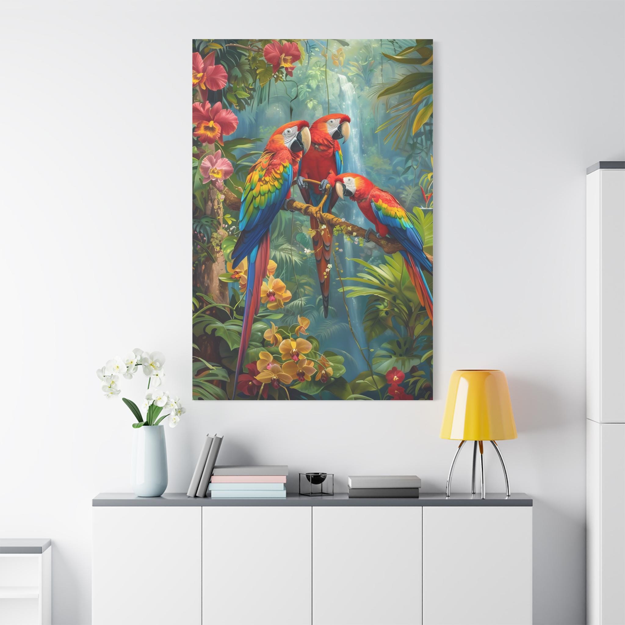 HLJ ART Quadro Moderno 3 Pannelli - Stampa Su Tela Con Ara E Foresta Pluviale, Decorazione Parete 40x80cm