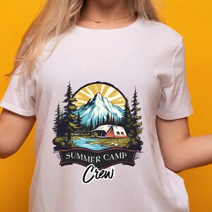 Camiseta da tripulação do acampamento de verão, camisa de acampamento de verão, camiseta de férias de verão, camiseta de acampamento