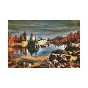 Panorama View Of Dolomits Mountain -  Beautiful Nature of Mountain Landcape On Canvas Wall Art Print. For Home Decor.