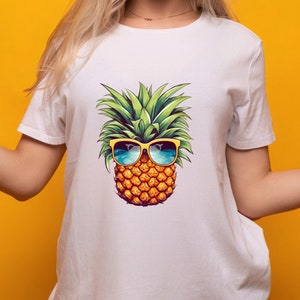 Lunettes de soleil ananas Aloha Beach Hawaii Hawaiian Women Man Tshirt, Ananas avec lunettes de soleil, Tee-shirt unisexe en coton lourd