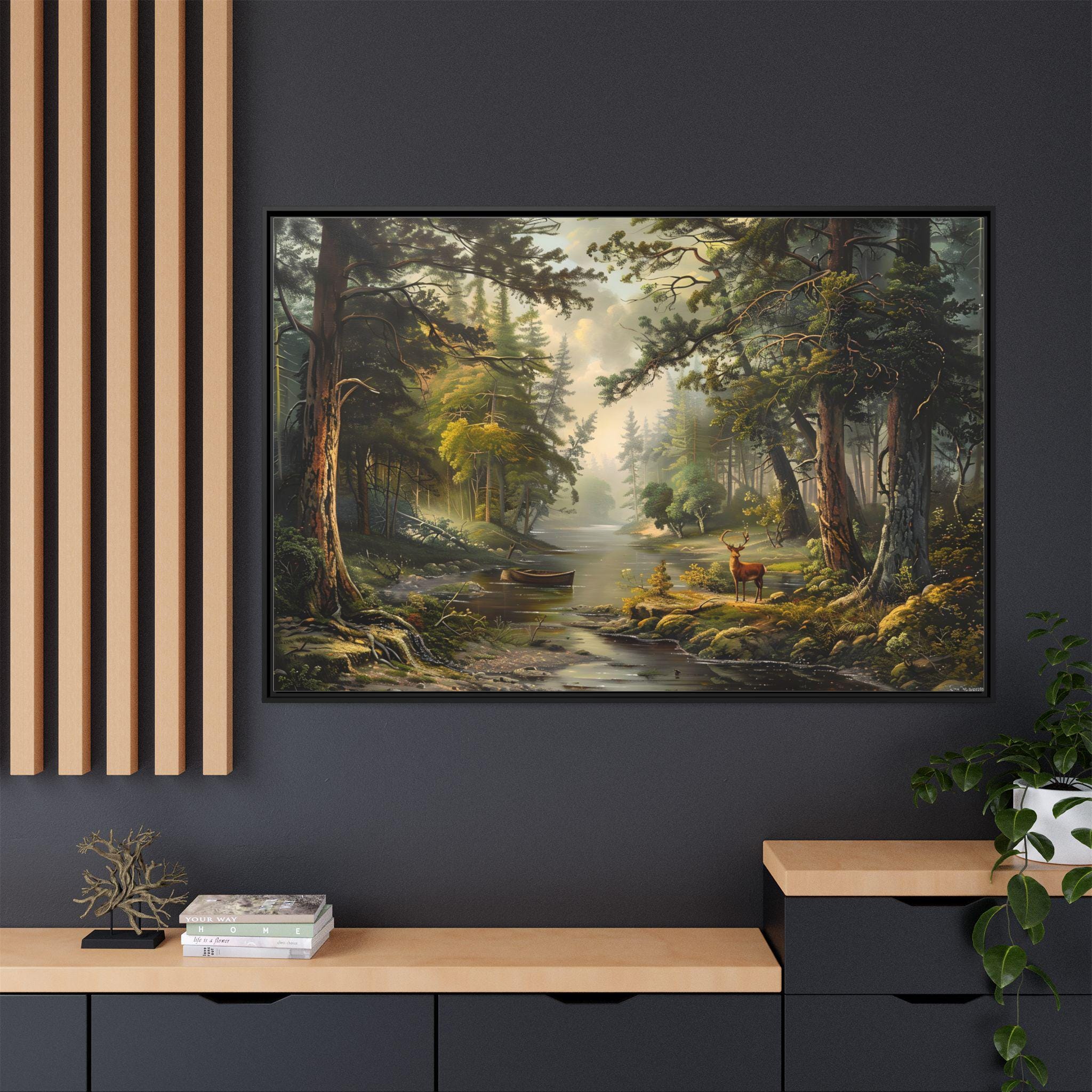 Beautiful Wild Forest Landscape Oil Painting on Canvas Wall Art Print ...