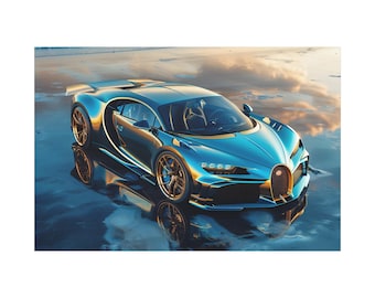 ブガッティ シロン スーパー スポーツ (2022)、オリジナルの水彩画、紙