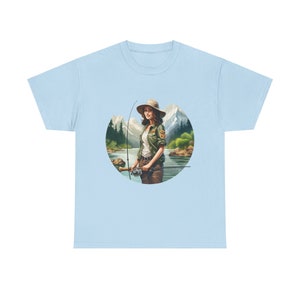 T-shirt Girl Scouts vissen, cadeau vissen, shirt vissen voor haar, cadeaus vissen minnaar, zwaar katoen uniseks T-shirt afbeelding 6