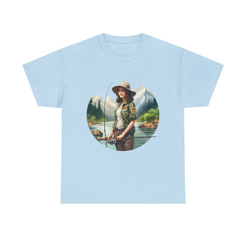 T-shirt Girl Scouts vissen, cadeau vissen, shirt vissen voor haar, cadeaus vissen minnaar, zwaar katoen uniseks T-shirt afbeelding 6