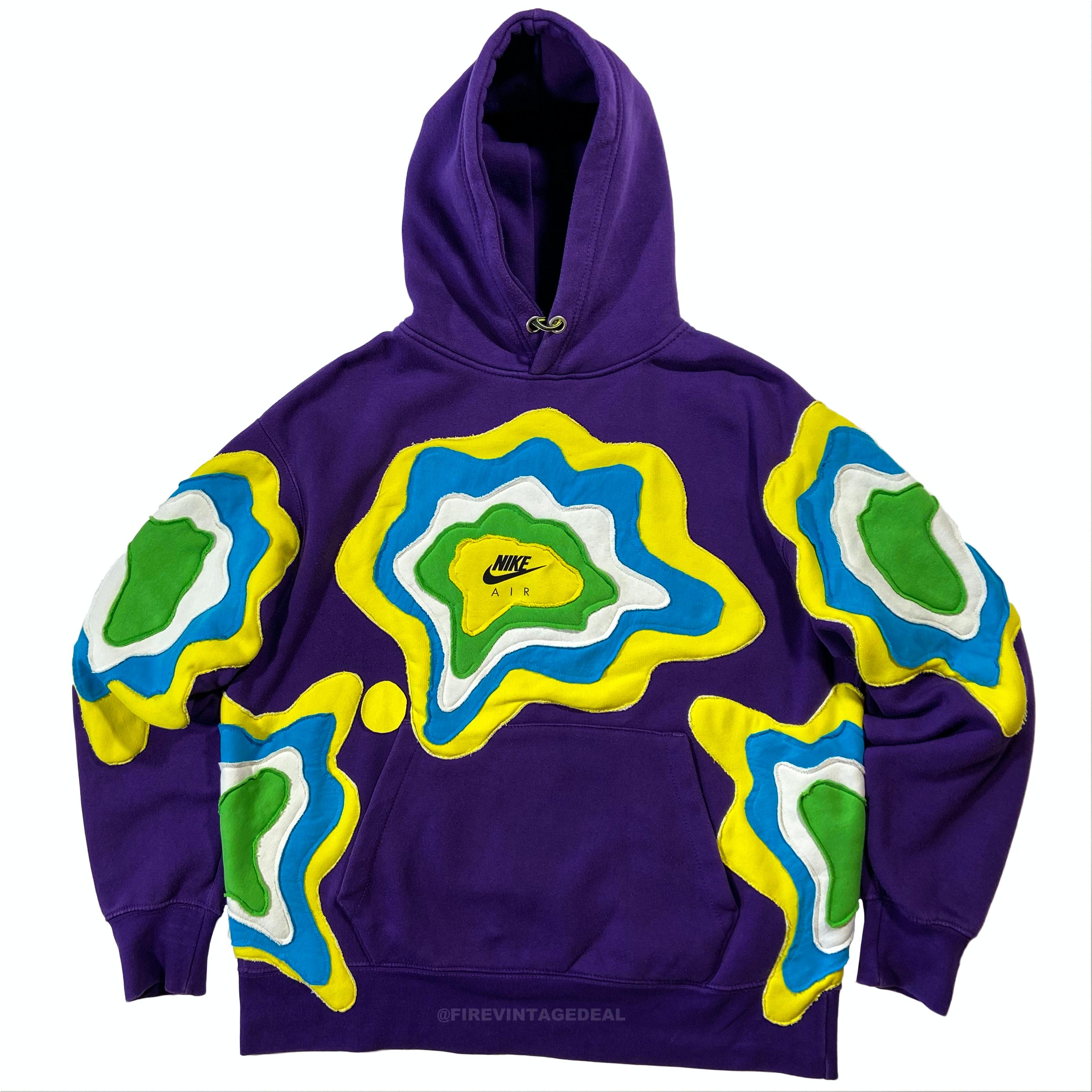 REWORKED Nike X Plain Purple Hoodie 1 of 1 Center Swoosh Funky Size M Vintage Multicolor Look Abstract Model Etsy