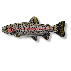 Trout, trout patch, iron-on patch, emblem, embroidered, patch, iron-on patch