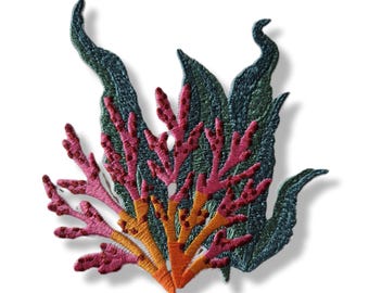 Coral, coral patch, iron-on patch, patch, embroidered, patch, iron-on patch, coral patch