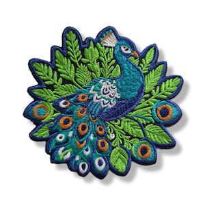 Påfågel, påfågelmärke, strykmärke, emblem, broderad, lapp, strykmärke, påfågel strykmärke