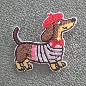 Dackel, Dackel-Aufnäher, Bügelaufnäher, Wappen, gestickt, Aufnäher, Bügelaufnäher, Dackel-Bügelaufnäher
