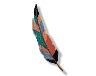 Feder, Federaufnäher, Bügelaufnäher, Emblem, gestickt, Aufnäher, Bügelaufnäher, Feder-Bügelaufnäher