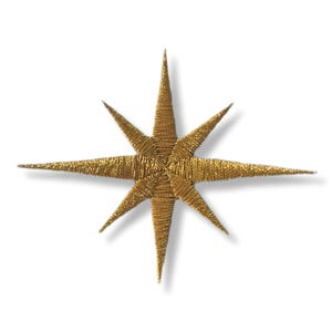 Stjärna, stjärnmärke, strykmärke, emblem, broderad, märke, strykmärke, guld, stjärna strykmärke