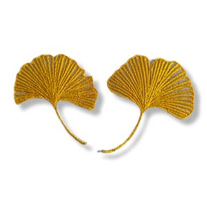 Ginkgo leaf, ginkgo leaf patch, iron-on patch, embroidered patch, patch, iron-on patch, ginkgo leaf patch, yellow
