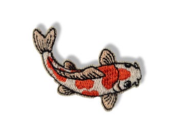 Koi-Karpfen, Koi-Karpfen-Aufnäher, Bügelaufnäher, gestickter Aufnäher, Aufnäher, Bügelaufnäher, Japan-Aufnäher
