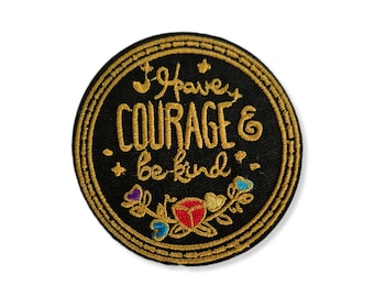 Courage, lune, patch, écusson, thermocollant, couture, patch thermocollant courage