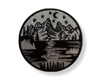 Montagne, patch, écusson, thermocollant, couture, patch thermocollant montagne