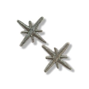 Stjärna, stjärnmärke, strykmärke, emblem, broderad, märke, strykmärke, silver, stjärnmärke