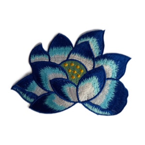 Flor de loto, parche, insignia, termoadhesivo, bordado, parche de flor