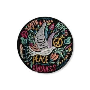Peace, patch, badge, iron-on, embroidered, peace patch