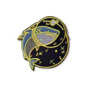 Dolphin, patch, badge, iron-on, embroidered, dolphin patch