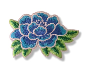 Flower, flower patch, iron-on patch, emblem, embroidered, patch, iron-on patch, blue, floral patch, flower patch