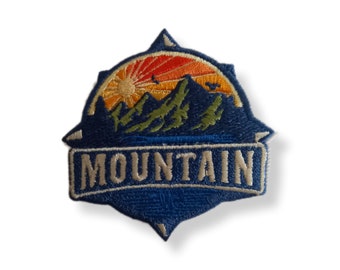 Montagne, patch, écusson, thermocollant, couture, patch thermocollant montagne