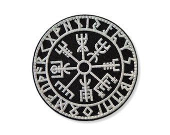 Vegvisir patch, Vegvisir patch, iron-on patch, embroidered patch, patch, Viking patch, black