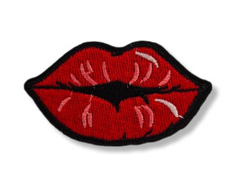 Mund, Mundaufnäher, Bügelaufnäher, Abzeichen, gestickter Aufnäher, Aufnäher, Bügelaufnäher, Aufnäher