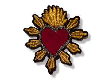 Sacred Heart, Sacred Heart patch, iron-on patch, emblem, embroidered, patch, iron-on patch, Sacred Heart patch