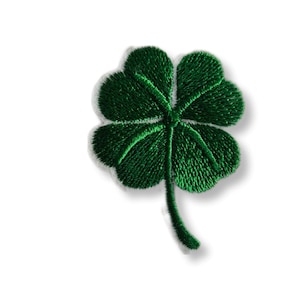 May include: A green four-leaf clover embroidered patch. The patch is perfect for adding a touch of luck to clothing, bags, or other accessories.