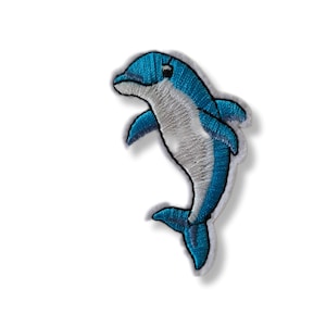 Dolphin, patch, badge, iron-on, embroidered, dolphin patch