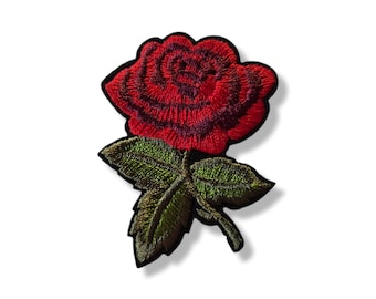 Flor, parche de flor, parche termoadhesivo, emblema, bordado, parche, parche termoadhesivo, parche de flor, rojo