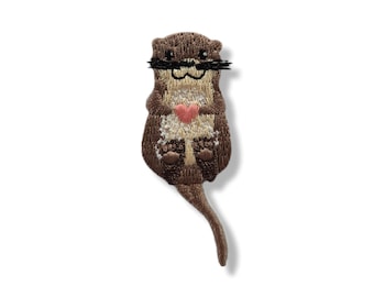 Otter, otter patch, iron-on patch, emblem, embroidered, patch, iron-on patch, otter patch