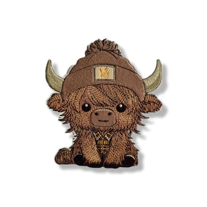 Vache Highland, patch vache Highland, patch thermocollant, écusson, brodé, patch, iron-on patch