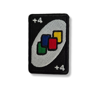 Carte uno, patch, écusson, thermocollant, brodé, patch carte uno