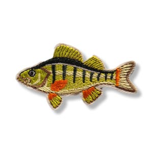 Può includere: Toppa ricamata di un pesce giallo e nero con dettagli arancioni. Il pesce presenta cuciture dettagliate, tra cui squame e pinne. Adatta per abbigliamento o accessori.