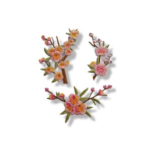 Cherry blossom, patch, badge, iron-on, embroidered, flower patch