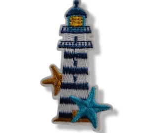 Lighthouse, lighthouse patch, iron-on patch, emblem, embroidered, patch, iron-on patch, lighthouse patch
