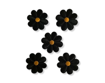 Flor, parche de flor, parche termoadhesivo, parche, bordado, parche, parche termoadhesivo, negro, parche de flor