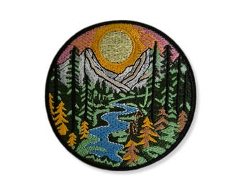 Montagne, patch montagne, patch thermocollant, écusson, brodé, patch, iron-on patch, correctif