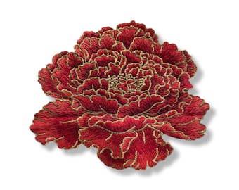 Flower, flower patch, flower applique, flower embroidered, patch, iron on patch, flower patch, red