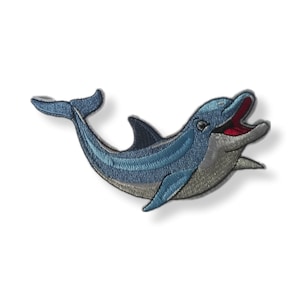 Dolphin, patch, badge, iron-on, embroidered, dolphin patch