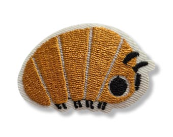 Roly poly pill bug, rolly poly pill bug patch, iron-on patch, crest, embroidered, patch, iron on patch, roly poly pill bug patch, gold