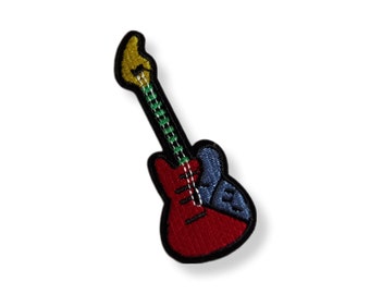 Guitare, patch, écusson, thermocollant, couture, patch thermocollant guitare