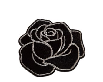 Flower, flower patch, iron-on patch, badge, embroidered, patch, iron-on patch, black, patch