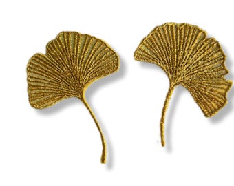 Ginkgo leaf, ginkgo leaf patch, iron-on patch, patch, iron on patch, gold, ginkgo leaf patch