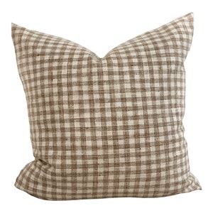 Everett check pillow cover, sand and ivory small check pattern, decorative throw pillow, tan and ivory checks