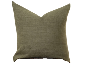 Camden olive green pillow cover, dark green solid color, textured decorative pillow cover