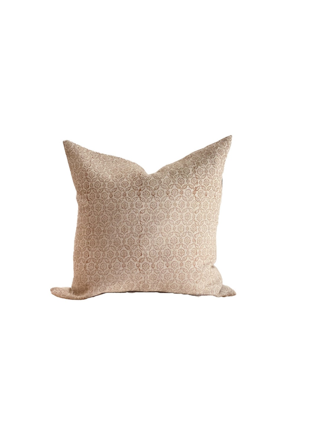 Harlow Pillow Cover 100 Linen Hand Blocked Beige and Soft Etsy